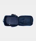 Opened navy BWT Alpine Built for Athletes 45L backpack showing interior compartments and blue trim.