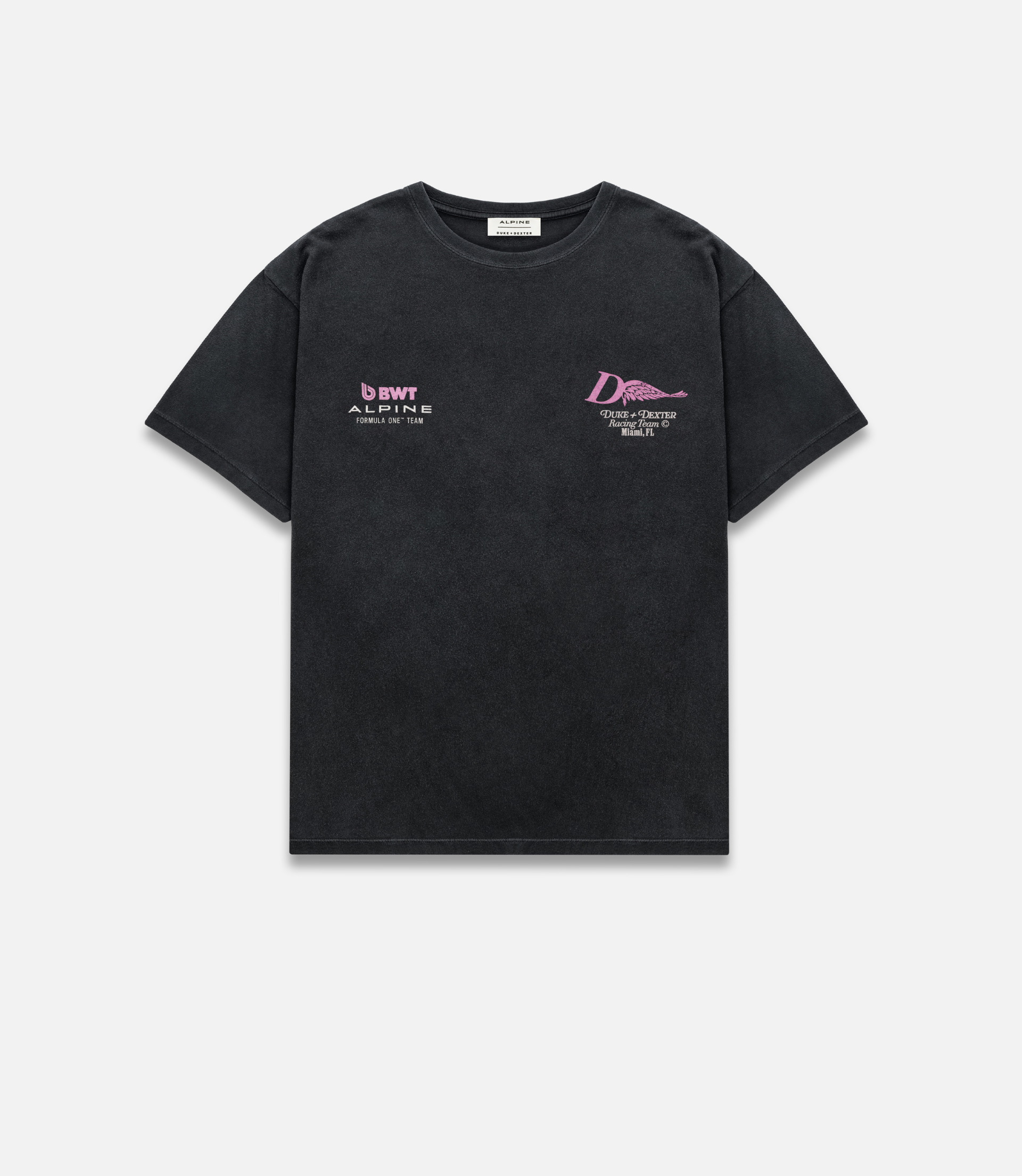 BWT Alpine Formula One Team x Duke and Dexter Unisex Helmet Washed Black T-Shirt