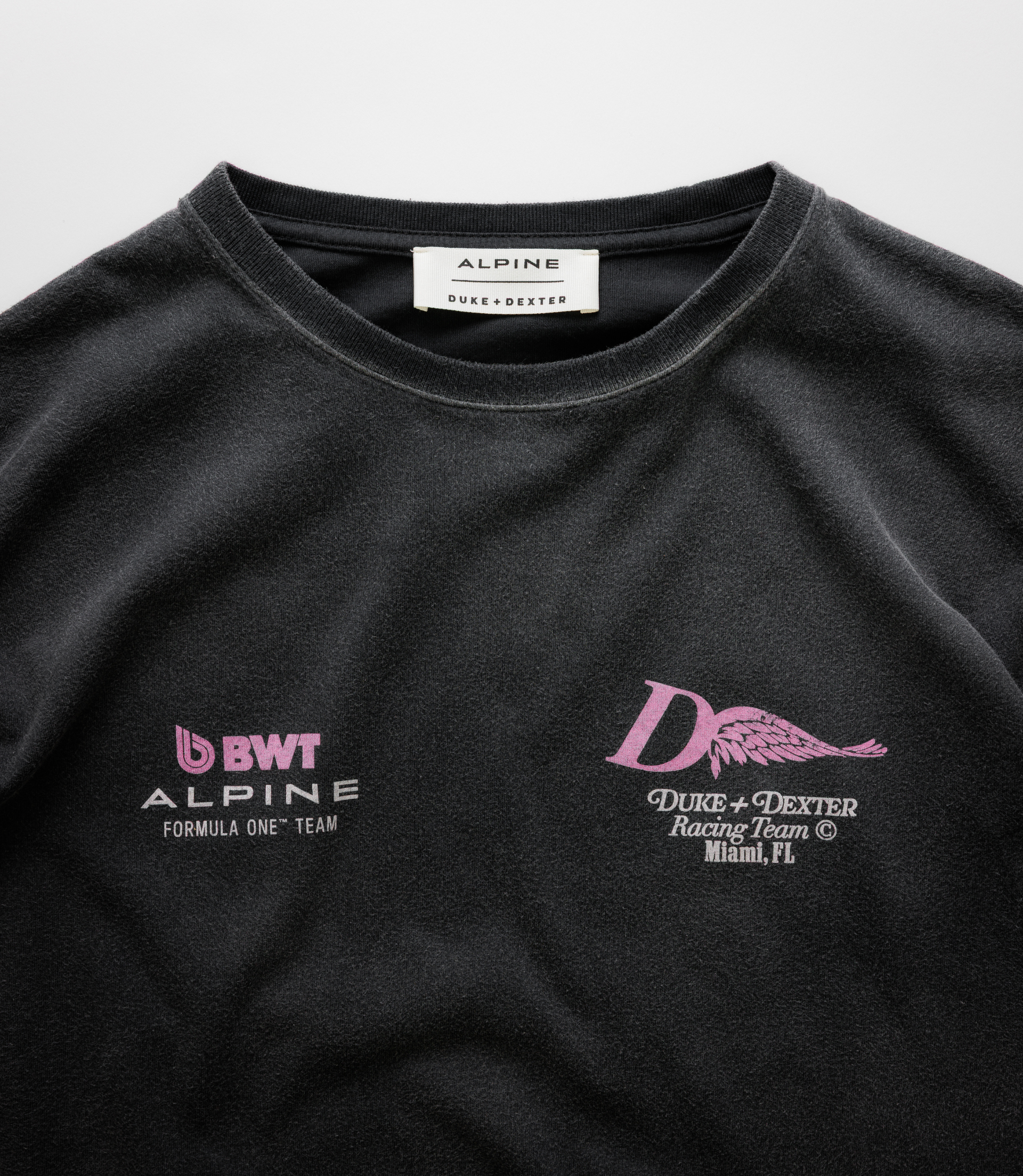 BWT Alpine Formula One Team x Duke and Dexter Unisex Helmet Washed Black T-Shirt