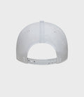 Back view of white New Era Alpine Estretch Snapential 9FortyCap with plastic adjustable strap