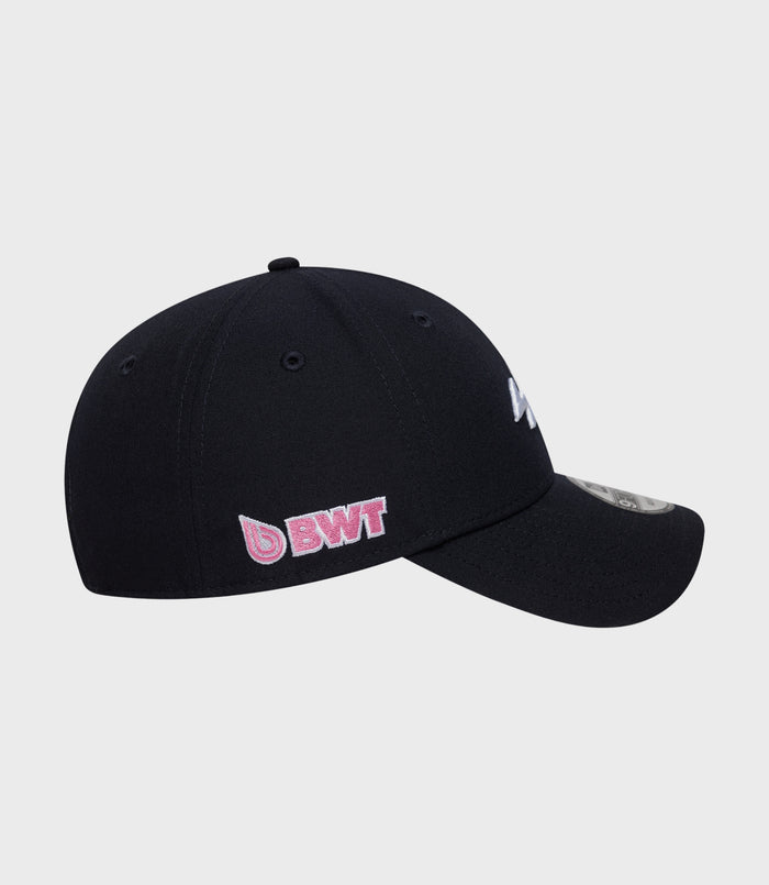 Navy New Era Alpine Repreve 9Forty cap with pink embroidered logo on the front panel