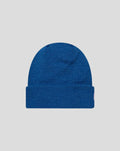 Front view of Mediterranian Blue New Era Alpine Polyana cuff knit hat with folded cuff