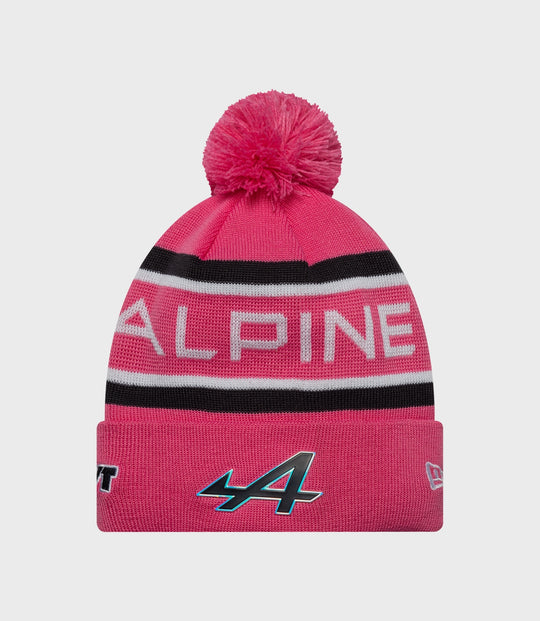 New Era Alpine Team Kit Jack Doohan cuff knit junior pink hat with fluffy pom
