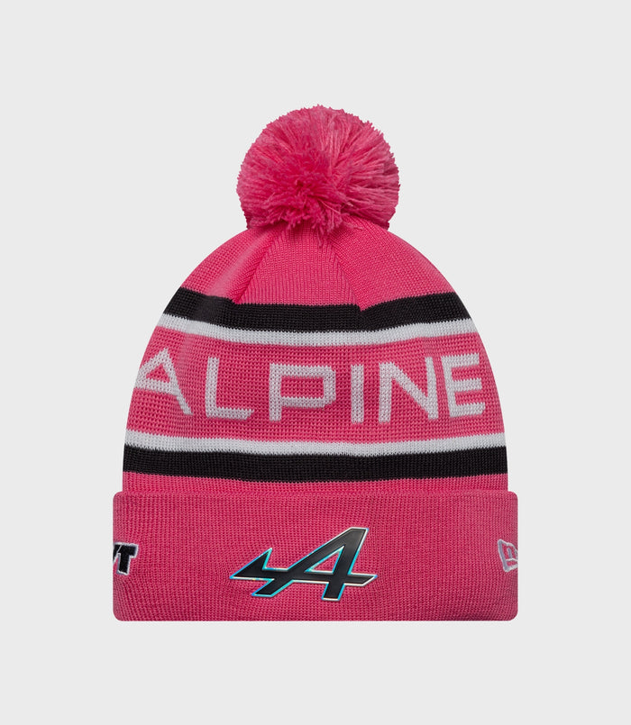 New Era Alpine Team Kit Jack Doohan cuff knit junior pink hat with fluffy pom