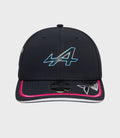 Top view of navy 9Seventy Stretch Snap Junior Cap showing crown seams and small top button