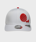 White New Era Alpine Japan 9Seventy cap with a red top button and a red striped circular emblem on the front