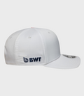 White New Era Alpine Japan 9Seventy Stretch Snap Cap with blue BWT embroidery on front panel.