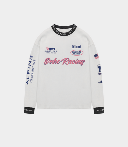 BWT Alpine Formula One Team x Duke and Dexter Unisex Vintage White Waffle Long-Sleeve