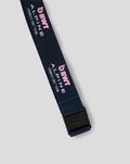 Navy BWT Alpine Formula One Team lanyard with pink branding and a black buckle