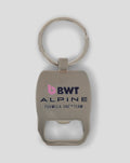 Metal keyring bottle opener with BWT Alpine branding