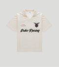 Beige gold polo shirt featuring BWT Alpine and Duke Racing logos on the chest