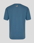 Back view of blue Miami Race Graphic T Shirt with small Alpine logo at the upper back