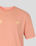 Coral pink unisex Miami Graphic T Shirt with Miami print on right chest and small left chest branding Alpine neck label