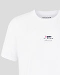 Close-up of a white Sao Paulo Race T Shirt collar with the ALPINE brand label visible inside