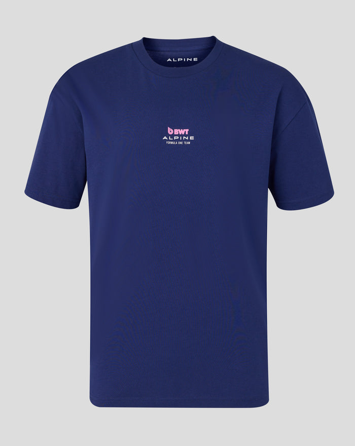 Navy Sao Paulo race T shirt with Alpine BWT logo on chest and subtle branding