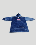 Navy indoor FanRobe made from plush fleece with a hood and front pocket, featuring the BWT Alpine logo