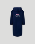 Back view of navy blue adult FanRobe with BWT Alpine logo on the upper back