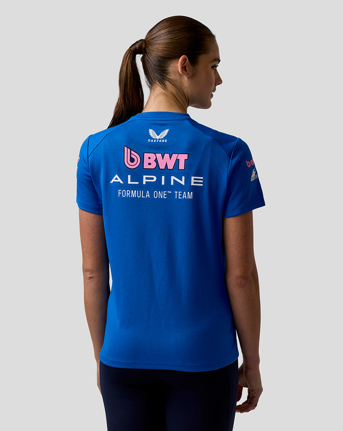 Blue Set Up T Shirt back view with large BWT Alpine Formula One Team logo across the upper back