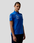 Blue BWT Alpine Official Personalised Polo Shirt worn by a model with sponsor logos on chest and sleeve