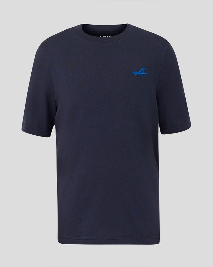 Navy Night Sky Junior Regular Fit Core T Shirt with blue embroidered A on left chest