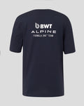 Back view of navy Night Sky T Shirt with large BWT Alpine logo across the upper back