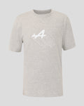 Grey marl junior regular fit graphic T shirt with white chest graphic and rib collar.
