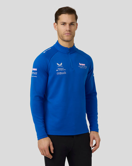 BWT Alpine Formula One Team Couche Intermédiaire 1/4 de Zip Officielle Unisexe - Bleu Lapis 