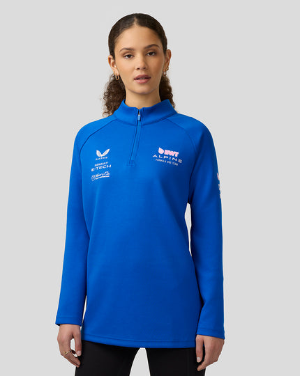 BWT Alpine Formula One Team Couche Intermédiaire 1/4 de Zip Officielle Unisexe - Bleu Lapis 