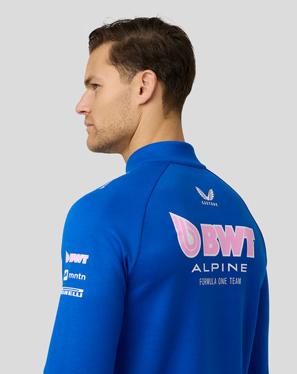 BWT Alpine Formula One Team Couche Intermédiaire 1/4 de Zip Officielle Unisexe - Bleu Lapis 