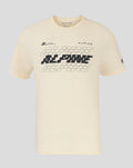 Cream oversized unisex Alpine T shirt with a bold ALPINE graphic across the chest and a Union Jack on the sleeve.