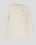 Cream oversized BWT Alpine Miami sweatshirt with teal A logo on left chest.