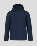Navy blue BWT Alpine Formula One Team Travel Collection Winter Jacket with hood and zip front