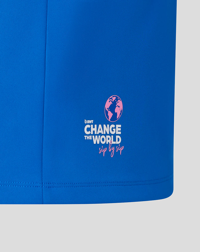 Blue midlayer sleeve featuring BWT logo and Change the World sip by sip graphic.