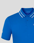 Blue polo shirt with striped rib collar and left chest Alpine branding