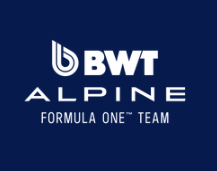 Blue square with white BWT Alpine Formula One Team logo